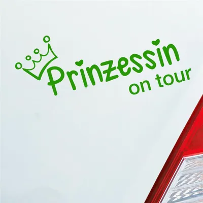 Produktbild von Auto Aufkleber Prinzessin on tour Krone Mädels 20x10 cm Hellgrün Sticker Heckscheibenaufkleber