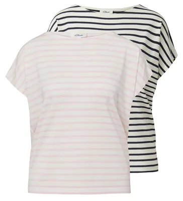 Produktbild von S.OLIVER Damen T-Shirt gestreift uni mehrfarbig | 2 Stück | 8184