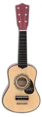 Produktbild von Bontempi Wooden Guitar with 6 strings, Spielzeug-Musikinstrument, Gitarre, 3 Jahr(e), 372 g, Schwarz, Holz