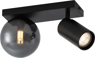 Zdjęcie produktu dla QAZQA – nowoczesna lampa sufitowa I lampa sufitowa I lampa I oprawa oświetleniowa czarna 2-punktowa, odchylana – Lesly I salon I sypialnia – metalowa prostokątna I kulista I kulista – przystosowana do żarówek LED G9