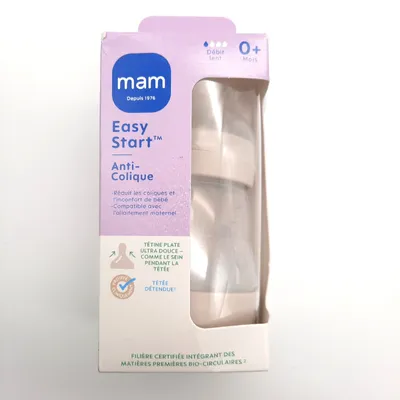 Image de MAM - Easy Start Biberon Anti Colic 0+ mois, débit lent (160 ml), sable - Biberon pour réduire les coliques et l'inconfort du bébé - Adapté à l'allaitement maternel