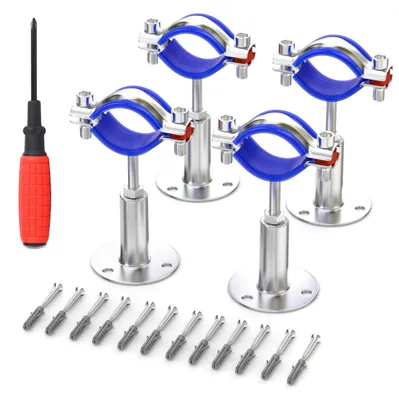 Produktbild von 4 Stück Edelstahl-Wandhalterungen für Rohre, verstellbar