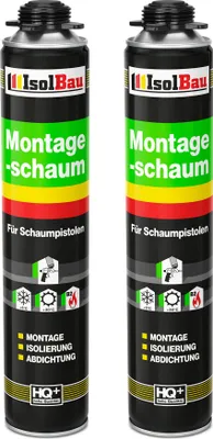 Produktbild von Isolbau - Bauschaum Montageschaum 2 x 750 ml PolyurethanSchaum 1K Pistolenschaum Zargenschaum - Isolierung Abdichtung für Innen und Außen