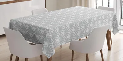 Obrázek produktu pro ABAKUHAUS Abstraktní ubrus, vzor inspirovaný asijskými motivy v monochromatických pastelových barvách, 140 x 170 cm, světle fialově modrá, bílá