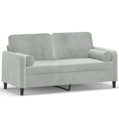 Produktbild von vidaXL 2-Sitzer-Sofa mit Zierkissen Hellgrau 140 cm Samt