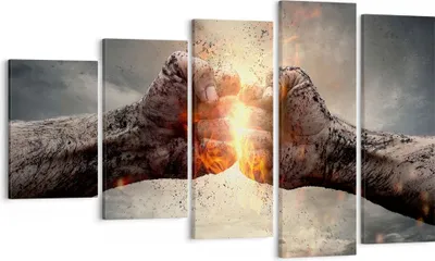 Produktbild von Bild auf Leinwand - Leinwandbild - Symbol faust kampf - 100x60cm - Wand Bild - Wanddeko - Leinwanddruck - Bilder - Kunstdruck - Wanddekoration - Leinwand bilder - Wandkunst - EG100x60-2968