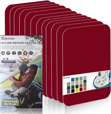 Produktbild von Famanu Reparaturpatches Nylon - Selbstklebend, Wasserfest - 12 Stück - Rot