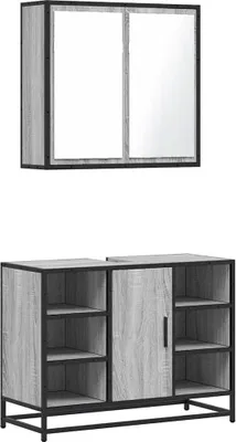 Produktbild von vidaXL 2-tlg. Badmöbel-Set Grau Sonoma Holzwerkstoff