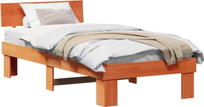 Image de vidaXL Cadre de lit brun cireux 80 x 200 cm Pin massif
