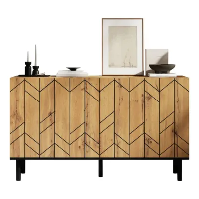 Produktbild von Sideboard Schrank mit 3 Türen, Kommode Schließfächer, für Wohnzimmer, Esszimmer, Wohnzimmerunterschrank 120x35x70cm