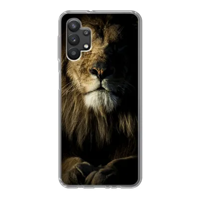 Produktbild von MuchoWow® Handyhülle Schutzhülle Hülle für Samsung Galaxy A32 5G Löwe - Licht - Schwarz Silikon Softcase Handy Hülle - Softcase