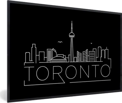 Produktbild von MuchoWow® MuchoWow® Gerahmtes Poster Stadtbild "Toronto" auf schwarzem Hintergrund 90x60 cm - Poster mit zchwarzem Bilderrahmen - Fotorahmen - Foto-Plakat