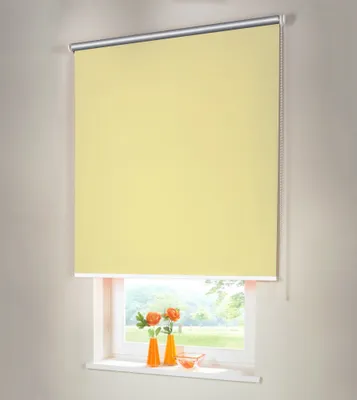 Produktbild von Seitenzugrollo Verdunkelungsrollo THERMO 185 x 60 cm hellgelb Kettenzugrollo lichtundurchlässig
