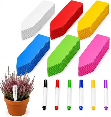 Produktbild von PolkaHome® 600 Stück Pflanzenetiketten, beschreibbare Pflanzenschilder mit 6 Markern, wasserfest, wiederverwendbar, für Garten, Balkon,