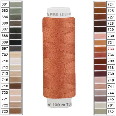 10 x 100m / 10 Spulen Unipoly 120 TEX14x2 Polyester Nähgarn Artikel 5v6 terracotta