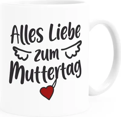 Produktbild von Kaffee-Tasse Alles Liebe zum Muttertag Flügel Herz Geschenk für Mama Spruch SpecialMe® weiß Keramik-Tasse