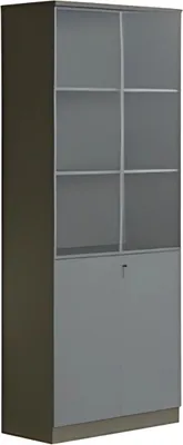 Produktbild von Büroschrank Regalwand Modern Schwarz Grau LED Beleuchtung Stauraum Organizer