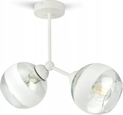 Produktbild von LUXOLAR Led Deckenleuchte 2 flammig - Deckenlampe Weiß E27 60W - Hängelampe für Wohnzimmer, Küchen - Weiß Glas Kugeln