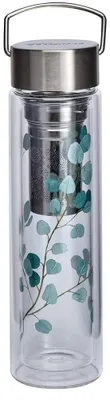 Trinkflasche Borosilikatglas 400 ml mit Sieb, Neoprenhülle