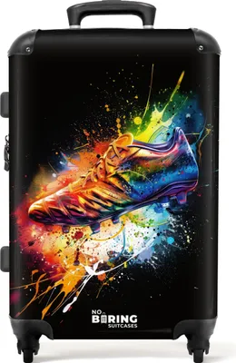 Produktbild von NoBoringSuitcases.com Hartschalen Koffer Mittelgroß 67x43x25 cm, 72L, Graffiti Sport: Fußballschuh, Reisekoffer mit 4 Rollen