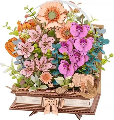 Zdjęcie produktu dla Puzzle 3D „Kwitnąca książka” z drewna, ROWOOD, 522 elementy