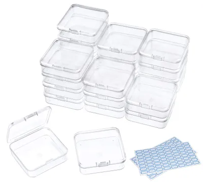 24er-Pack durchsichtige Kunststoffboxen mit Deckel, 6,4 x 6,4 x 2 cm