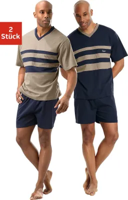 Produktbild von LE JOGGER Pyjama 4 -teilig marine, beige Größe 48/50