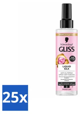 Produktbild von 25 x Schwarzkopf Gliss Liquid Silk Anti-Klit Spray für glänzendes Haar - 200 ml - Vorteilspackung - 25 Stücke