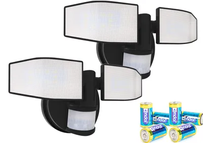 Produktbild von Northpoint LED Batterie Strahler mit Bewegungsmelder und schwenkbaren Köpfen Schwarz 2er-Set