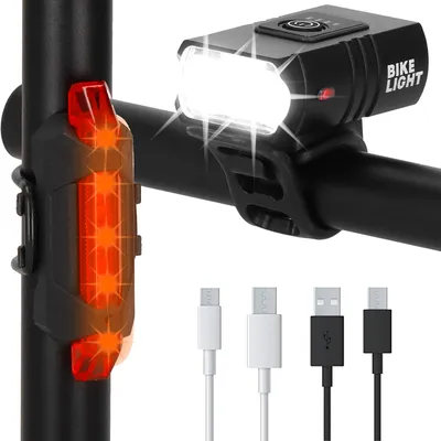 Productafbeelding van Fietslampenset: voor- en achterlicht, inclusief USB-kabel