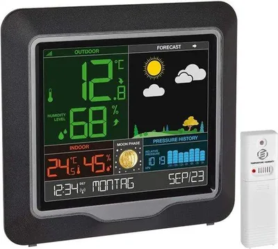 Image de Station météo numérique portable - Thermomètre, baromètre, hygromètre - Capteur extérieur - Température - Sans fil