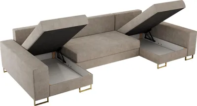 Produktbild von MKS MEBLE Ecksofa U mit Schlaffunktion und Bettkasten, Wohnlandschaft U-form - DORIAN U - Beige Struktur