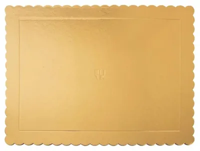 Image de Support pour gâteau - Plaque rectangulaire pour gâteau - 40 x 30 cm - Dorée - Tissu - 1 pièce
