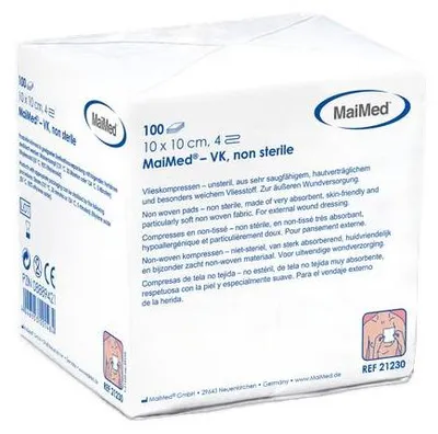 Produktbild von 20x MaiMed-VK-unsteril 10x10cm 4-f., 100 St./Papiertü. | Packung (100 Stück)
