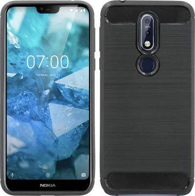 Image de Nokia 7.1 ( 2018 ) Housse silicone Couverture Case Carbon Bumper pour le dos en noir