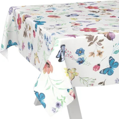 Produktbild von Tischdecke wasserabweisend abwaschbar Bunt 180x100cm Romantik Schmetterlinge Wachstuch Gartentischdecke