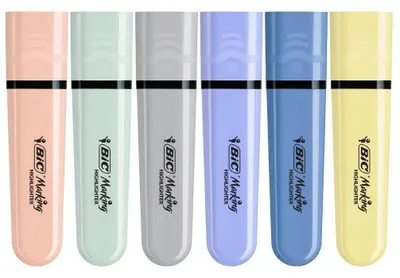 Zdjęcie produktu dla Zakreślacz BIC Marking Flat Pastel mix 6 sztuk pastelowe kolory