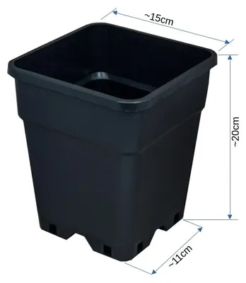 Produktbild von Quadratischer Pflanzentopf 3,5L 15x15x20cm für Grow Indoor-/Outdoor-Anbau von Pflanzen, Blümen, Gemüse PotKing
