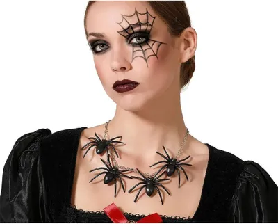 Produktbild von Atosa Halloween Spinnenkette Schwarz  Schwarz One Size