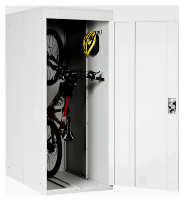 Produktbild von Fahrradgarage HWC-H66, Fahrradbox Gerätehaus Fahrradunterstand, erweiterbar abschließbar Metall - hellgrau