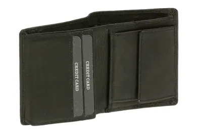 Produktbild von LEAS Damen und Herren klassische Minikombigeldbörse extra dünn mit Klappe und RFID-Schutz im Hochformat Echt-Leder, schwarz