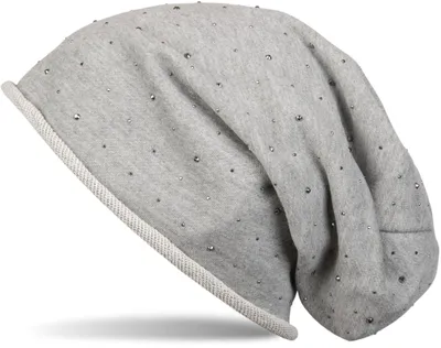 Produktbild von styleBREAKER Damen Beanie Mütze mit Strass-Nieten Applikation und Rollrand, warm 04024024