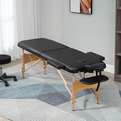 Produktbild von Sweiko Massagetisch, klappbare Massageliege, höhenverstellbare Massagebank für Spa, Salon, Kunstleder, Holz, Schwarz