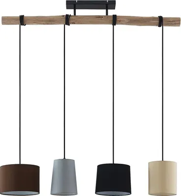 Produktbild von Lindby Hängeleuchte Amilia, Stoff, 4-flg., grau/beige, E27