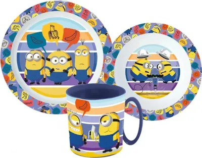 Produktbild von Die Minions Kinder Geschirr-Set 3 teilig Becher Teller Schüssel