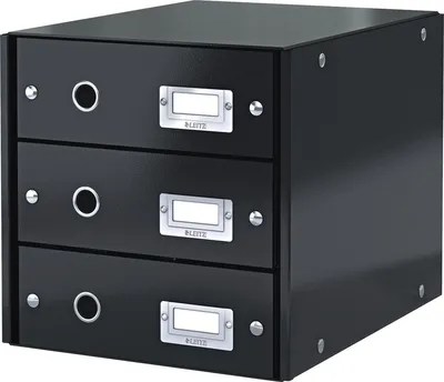 Produktbild von Schubladenbox 3 Fächer Karton schwarz Packung mit 3 Stück