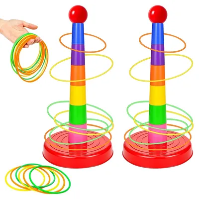 Ringwurfspiel mit 24 Ringen, 2 Türmen, Outdoor-Set für Kinder