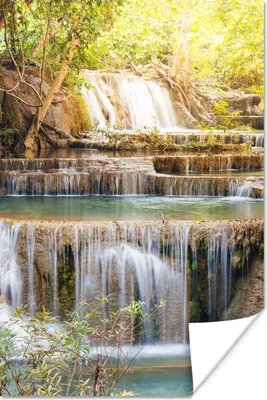 Produktbild von MuchoWow® Poster Sonne - Wasserfall - Landschaft 120x180 cm - Kunstposter