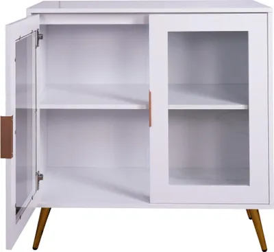 Produktbild von Sideboard 80x40x85CM Weiss Modern Aufbewahrungsschrank Mit LED Und Glastueren Leicht Luxus Stil