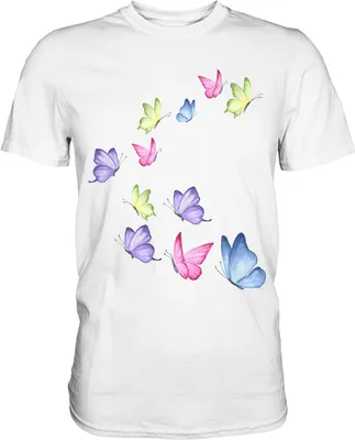 Produktbild von Bunte Schmetterlinge T-Shirt – White / XXL